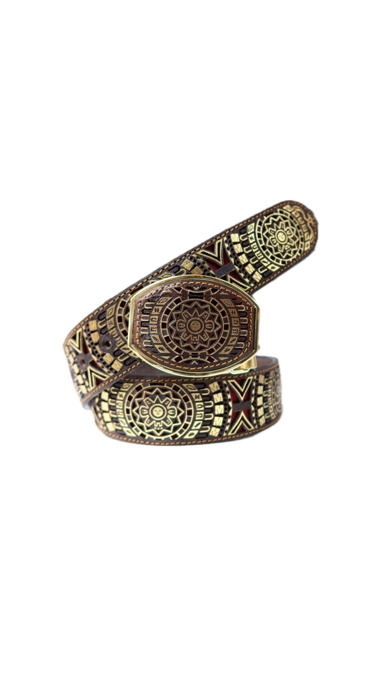 Cinturón Calendario Azteca Grabado en Láser
